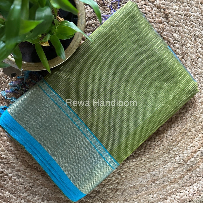Exclusive Maheshwari Chutney Green Tissue Silk Saree ZTS00135