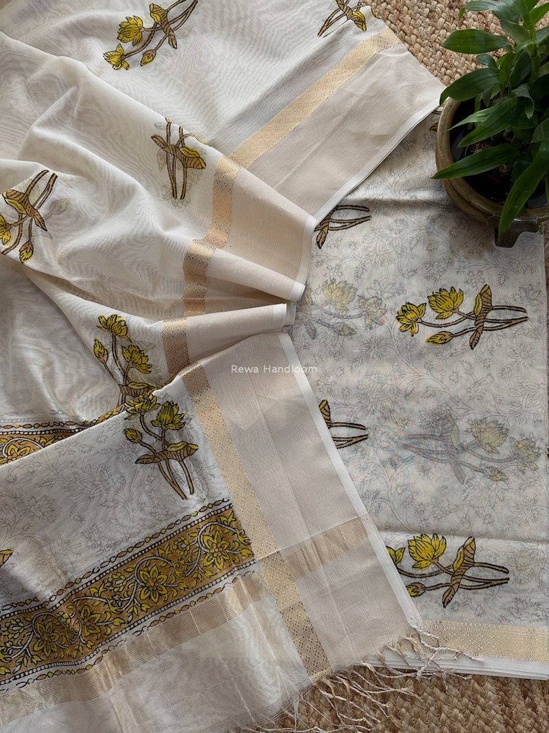 Maheshwari Handblock Print Top-Dupatta