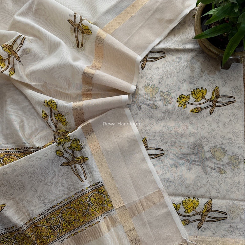 Maheshwari Handblock Print Top-Dupatta