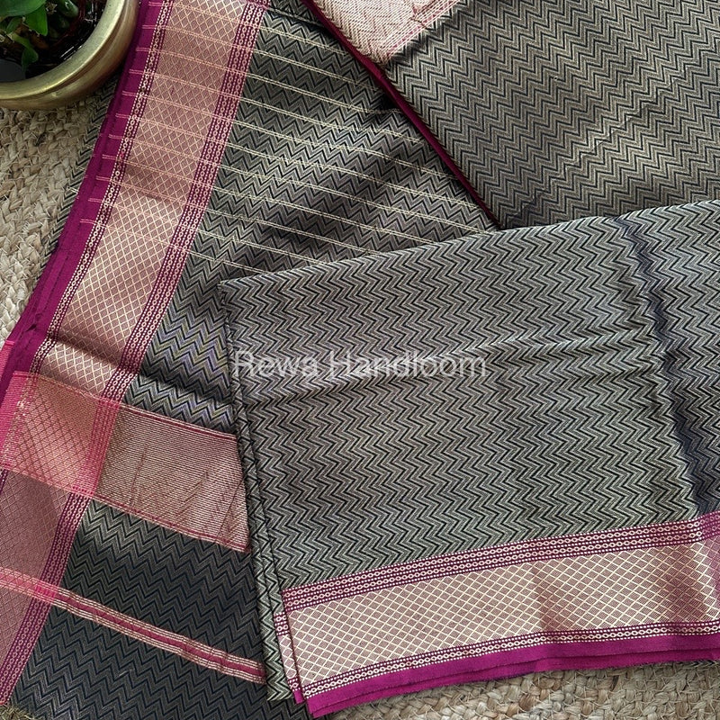 Maheshwari Black 4 Pedal Tissue Saree FBS06