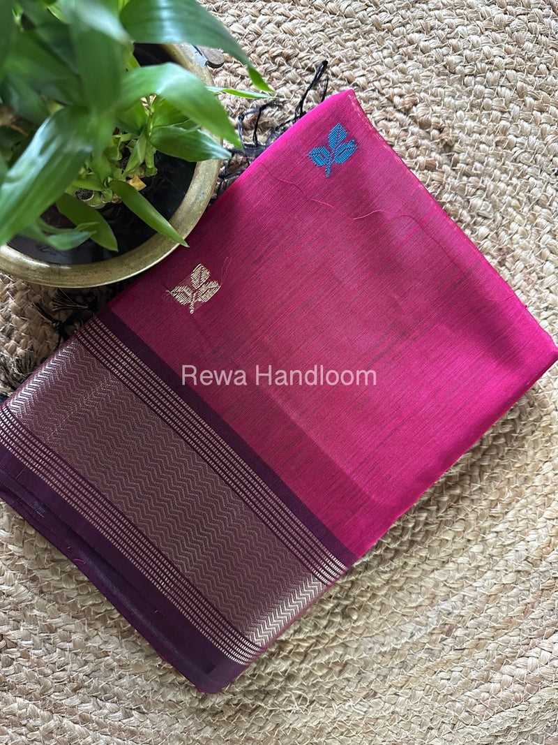 Maheshwari Pink Resham Thread Butti Saree RBS78