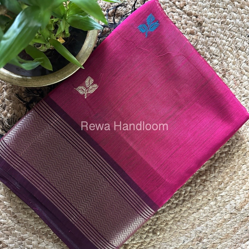 Maheshwari Pink Resham Thread Butti Saree RBS78