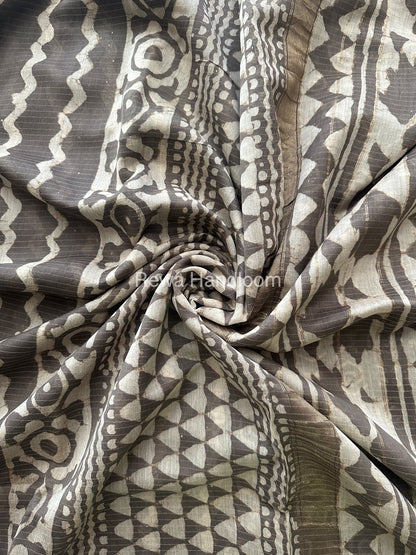 Grey Tissue Lining Kashish Print Saree TKD01