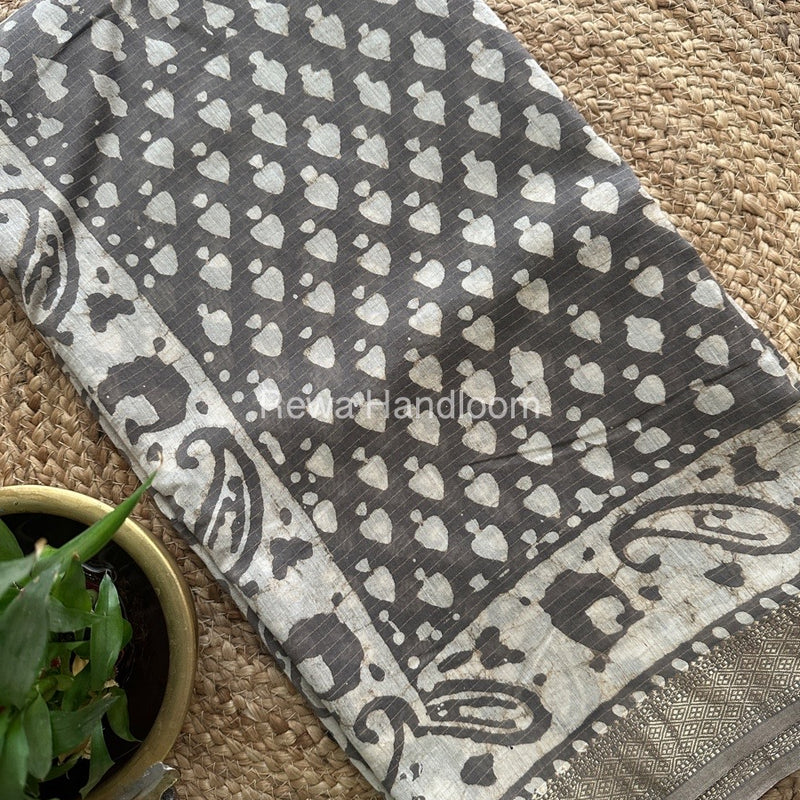 Grey Tissue Lining Kashish Print Saree TKD02