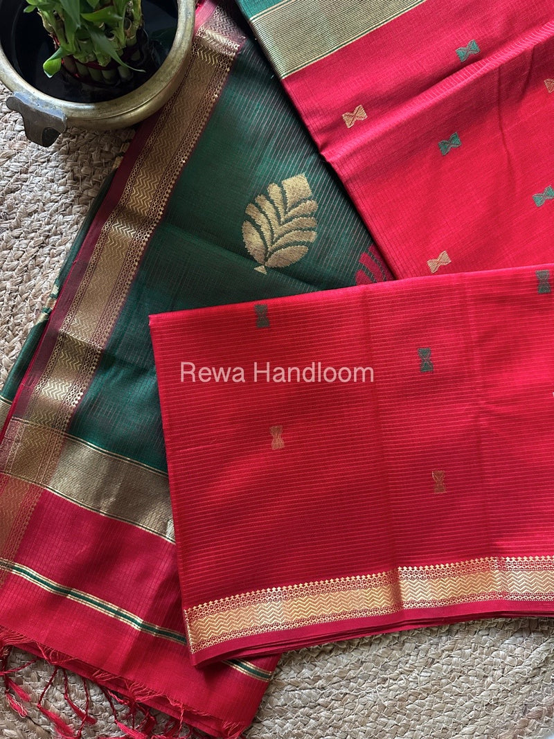  Butta Pallu Zari Border Maheshwari Saree