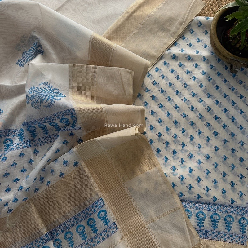 Maheshwari Handblock Print Top-Dupatta 