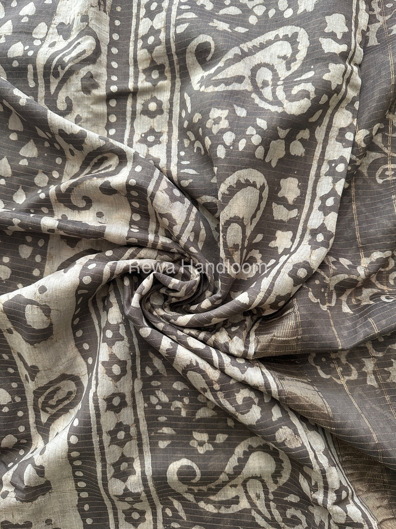 Grey Tissue Lining Kashish Print Saree TKD02