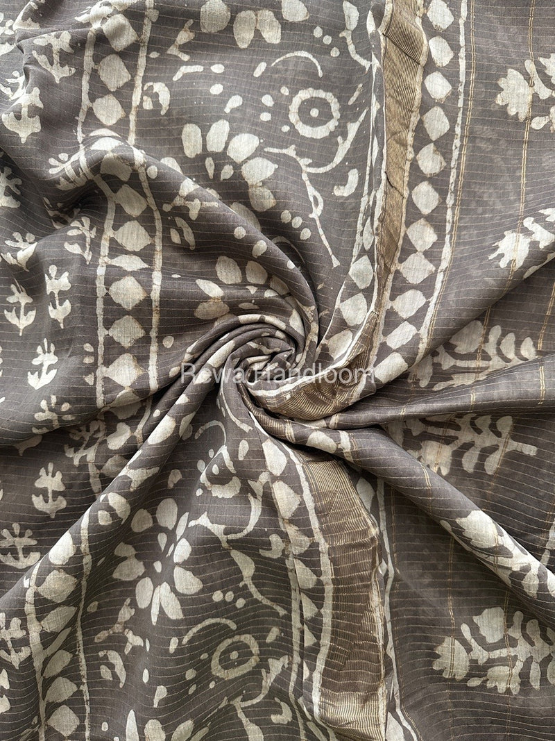 Grey Tissue Lining Kashish Print Saree TKD03