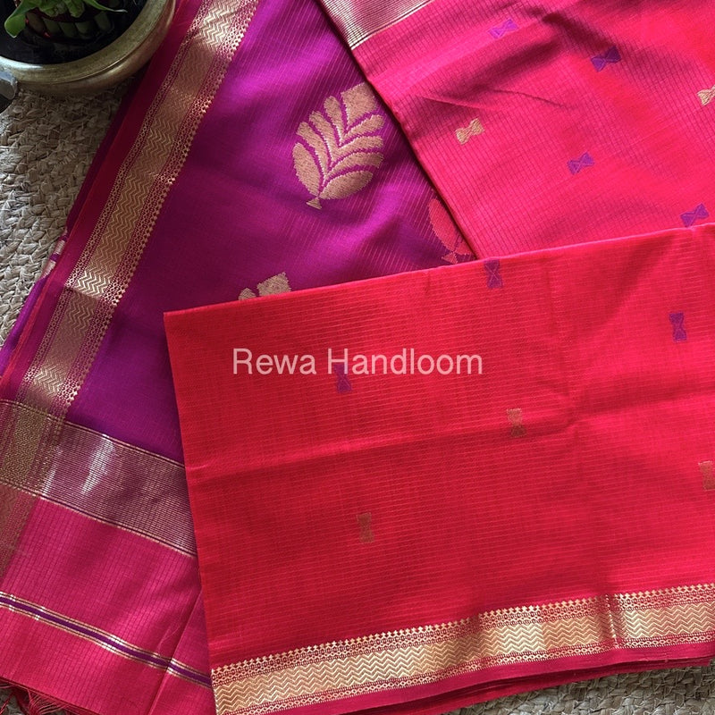  Butta Pallu Zari Border Maheshwari Saree