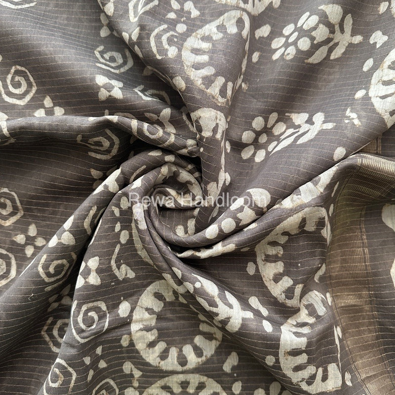 Grey Tissue Lining Kashish Print Saree TKD04