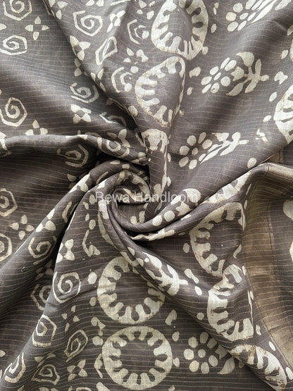Grey Tissue Lining Kashish Print Saree TKD04
