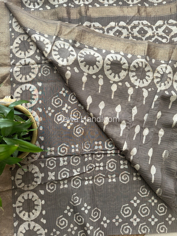 Grey Tissue Lining Kashish Print Saree TKD04
