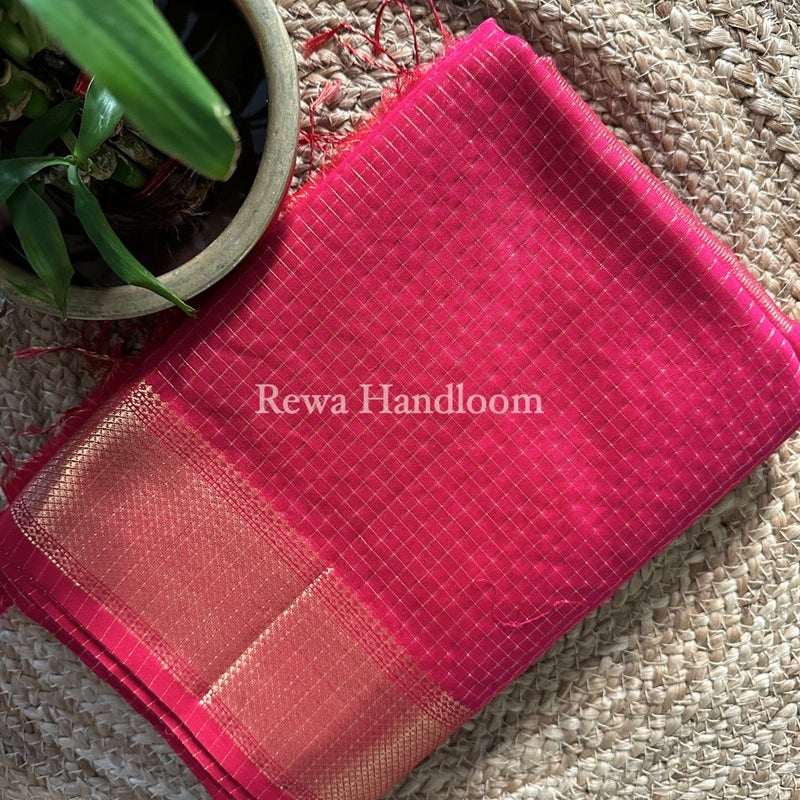 Maheshwari Rani Pink Zari Checks Saree ZCHX195