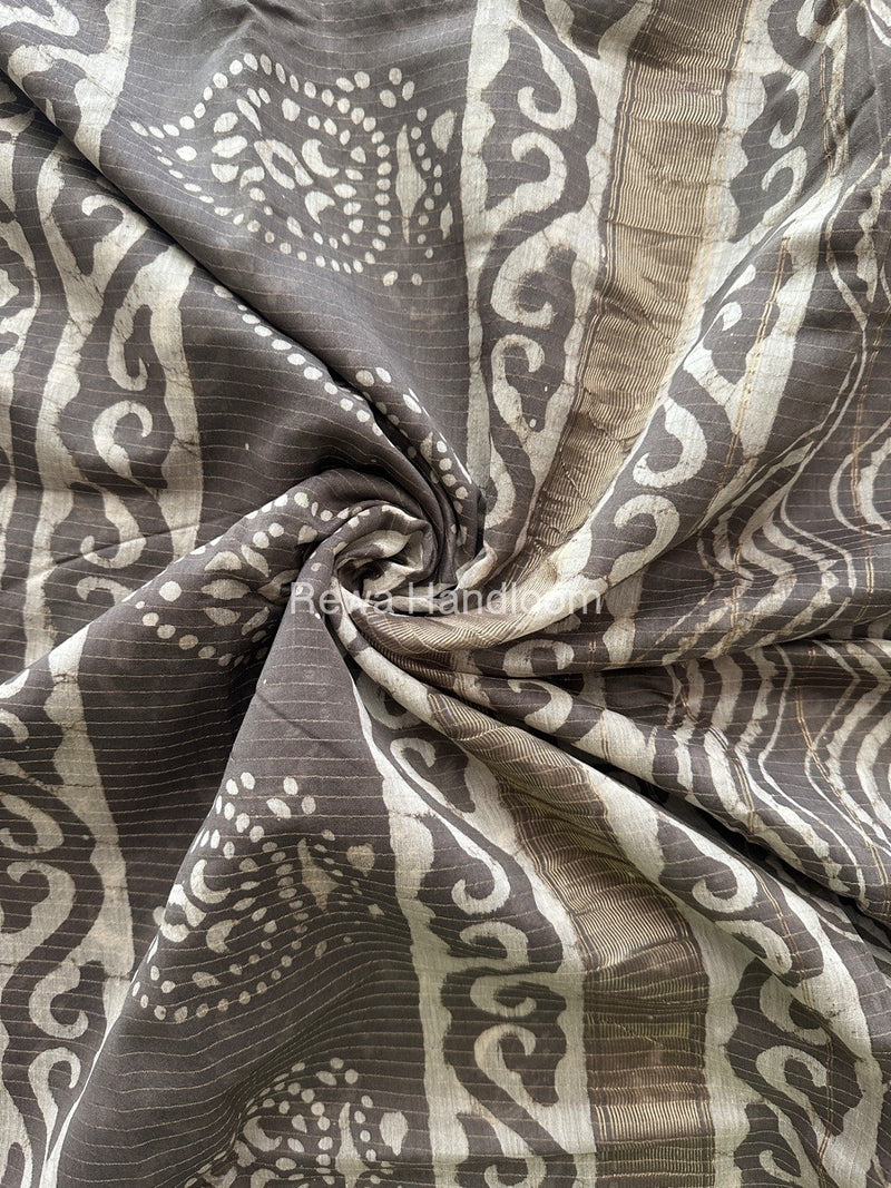 Grey Tissue Lining Kashish Print Saree TKD05