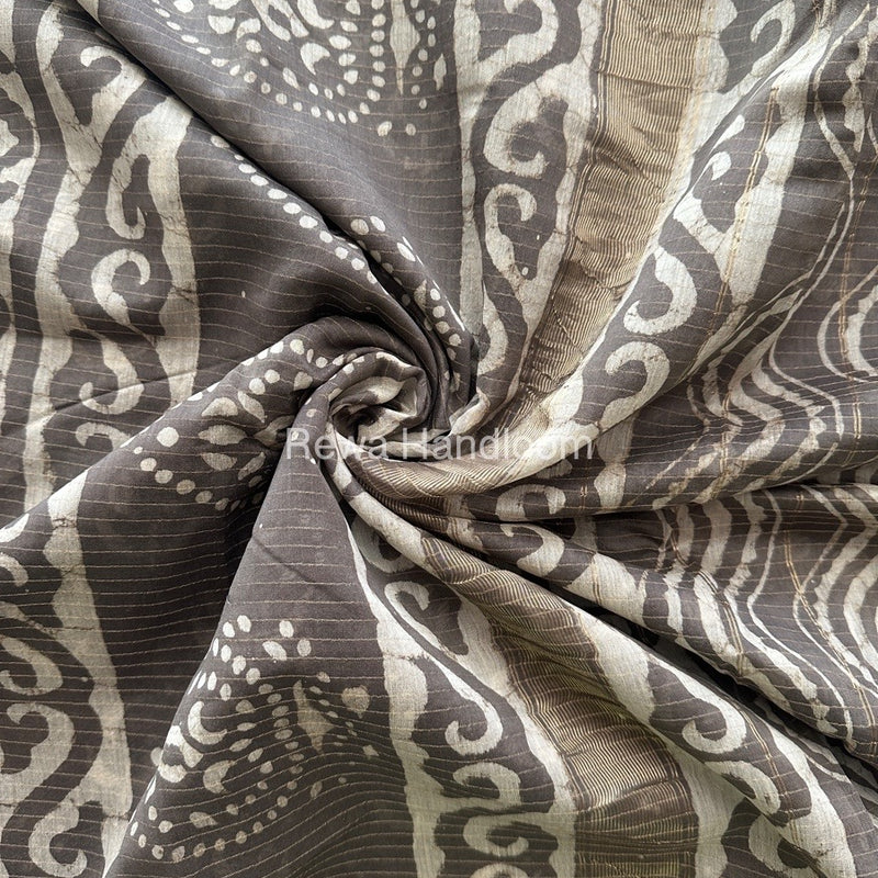 Grey Tissue Lining Kashish Print Saree TKD05