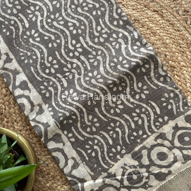 Grey Tissue Lining Kashish Print Saree TKD06