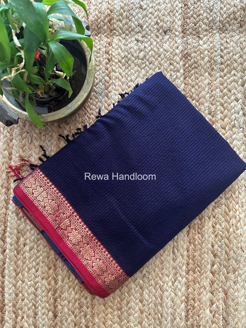 Maheshwari Dark Purple Garbha Reshami Silk Saree GS322