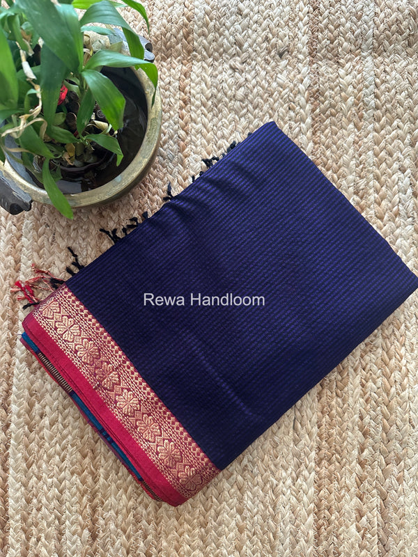 Maheshwari Dark Purple Garbha Reshami Silk Saree GS322