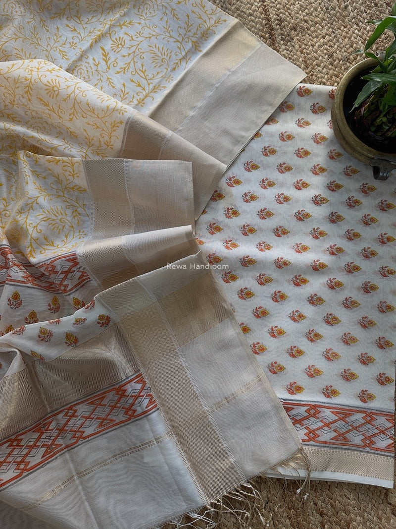 Maheshwari Handblock Print Top-Dupatta 