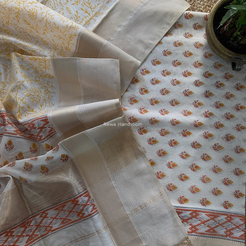 Maheshwari Handblock Print Top-Dupatta 