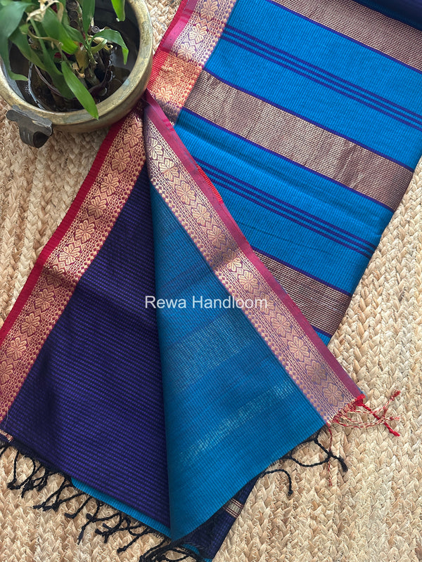 Maheshwari Dark Purple Garbha Reshami Silk Saree GS322