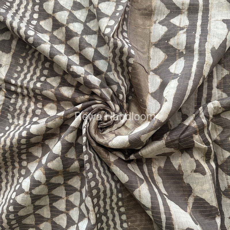 Grey Tissue Lining Kashish Print Saree TKD06