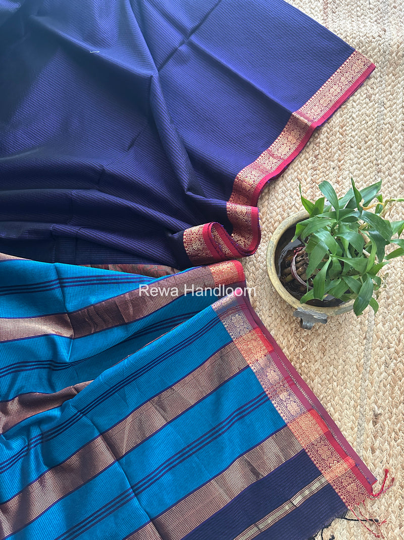 Maheshwari Dark Purple Garbha Reshami Silk Saree GS322