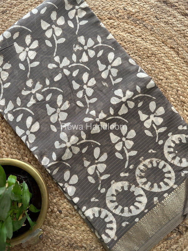 Grey Tissue Lining Kashish Print Saree TKD08