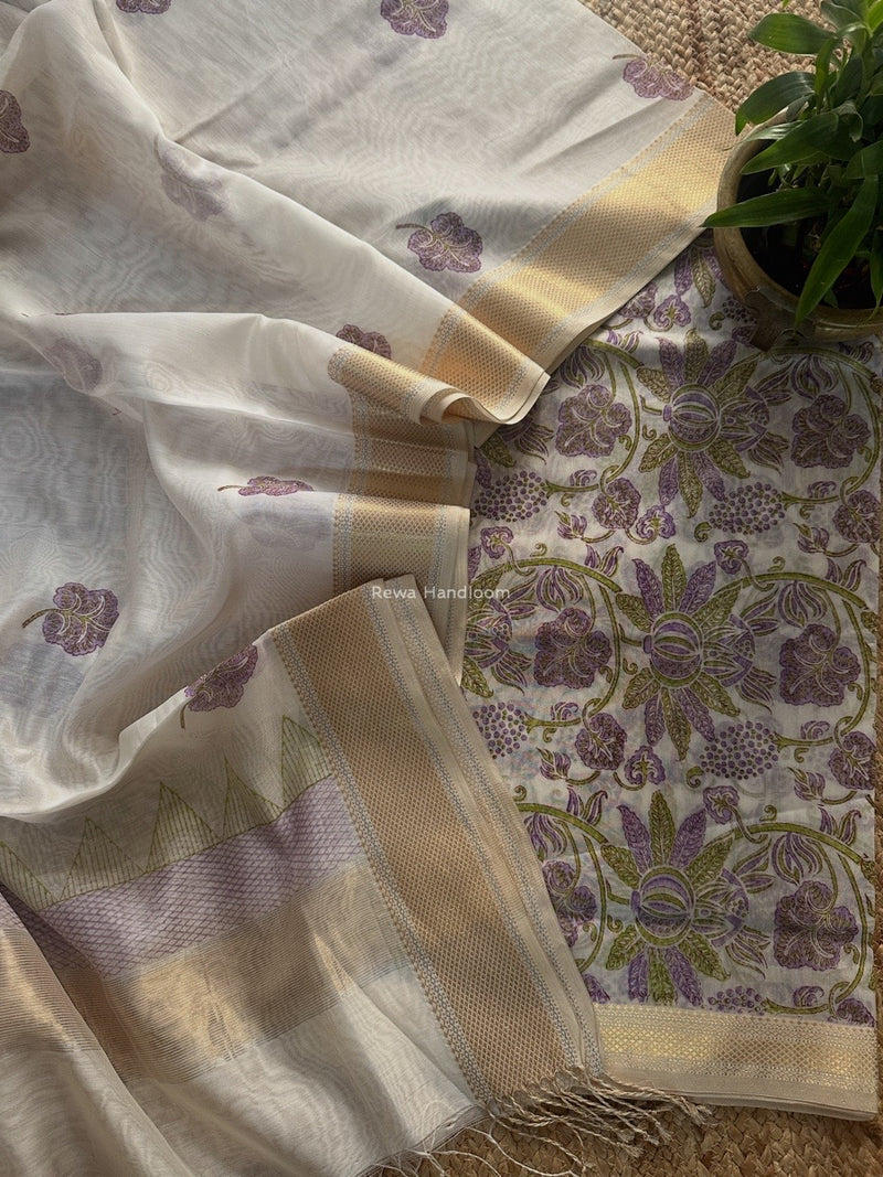 Maheshwari Handblock Print Top-Dupatta