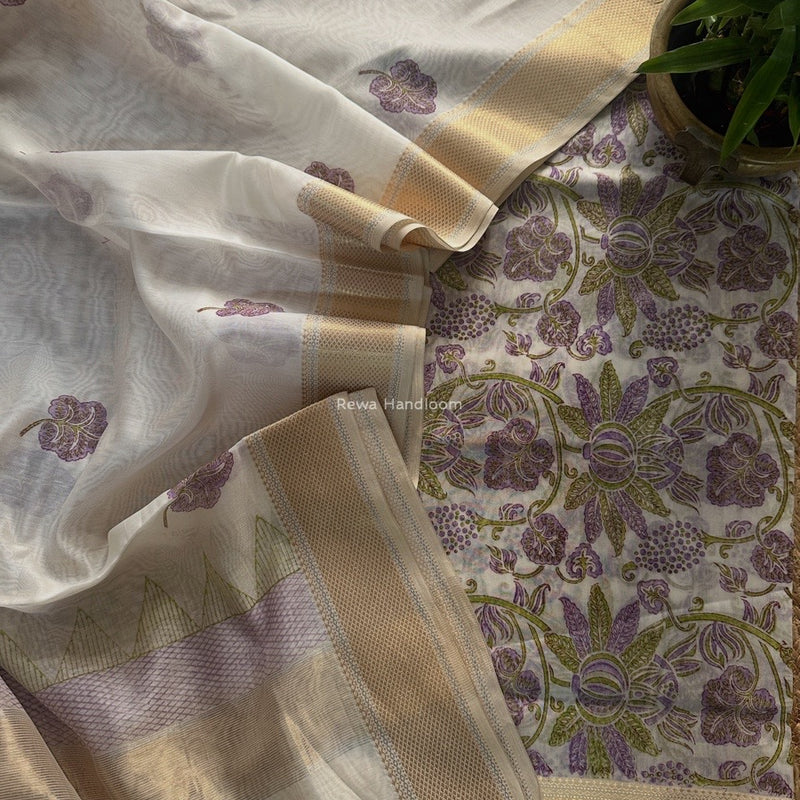 Maheshwari Handblock Print Top-Dupatta