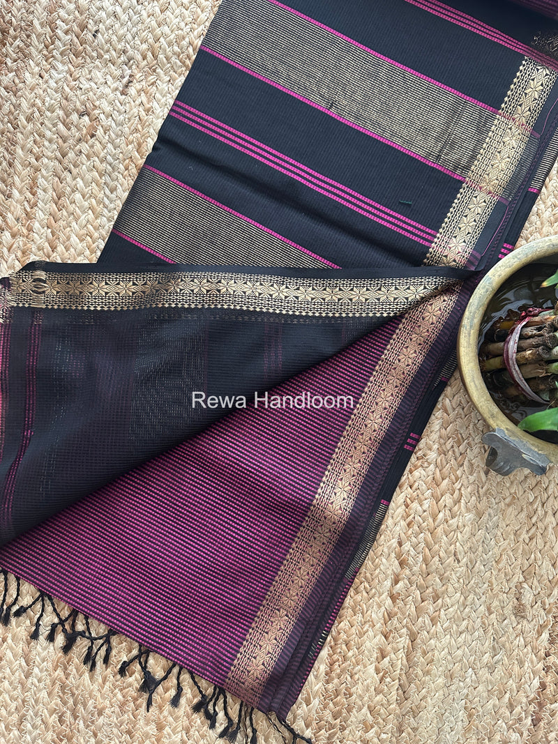 Maheshwari Magenta Garbha Reshami Silk Saree GS328