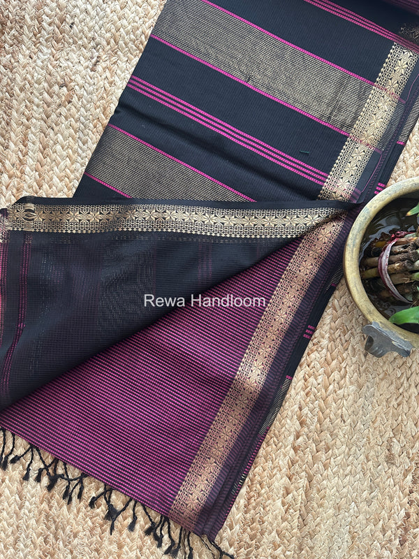 Maheshwari Magenta Garbha Reshami Silk Saree GS328