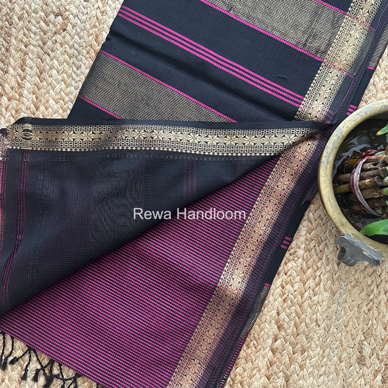 Maheshwari Magenta Garbha Reshami Silk Saree GS328