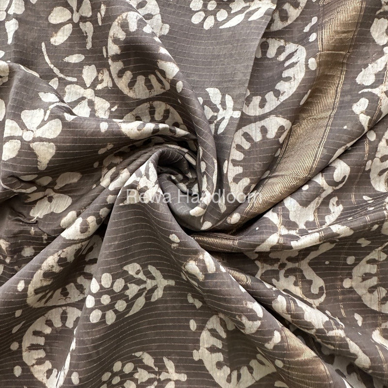 Grey Tissue Lining Kashish Print Saree TKD08