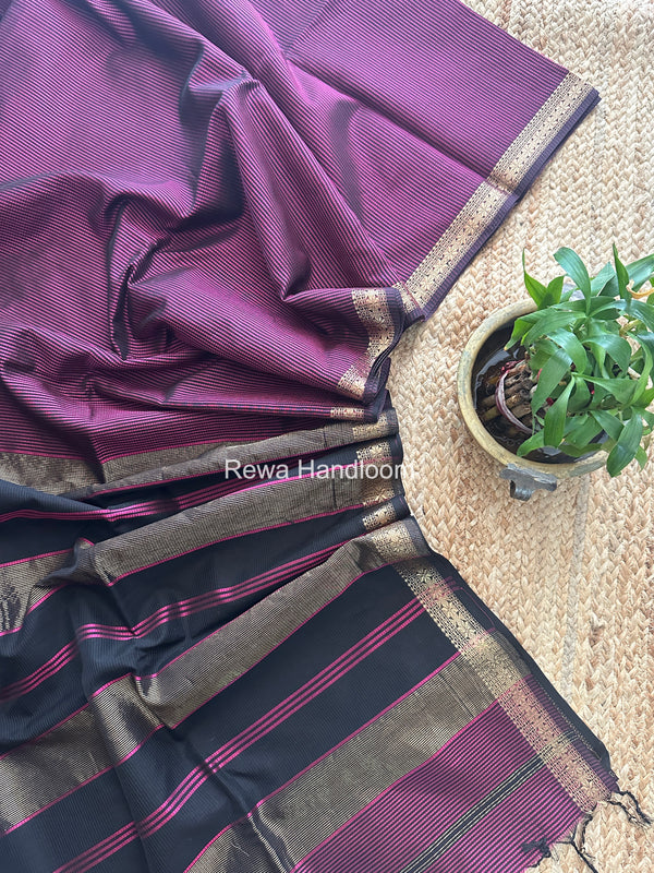 Maheshwari Magenta Garbha Reshami Silk Saree GS328