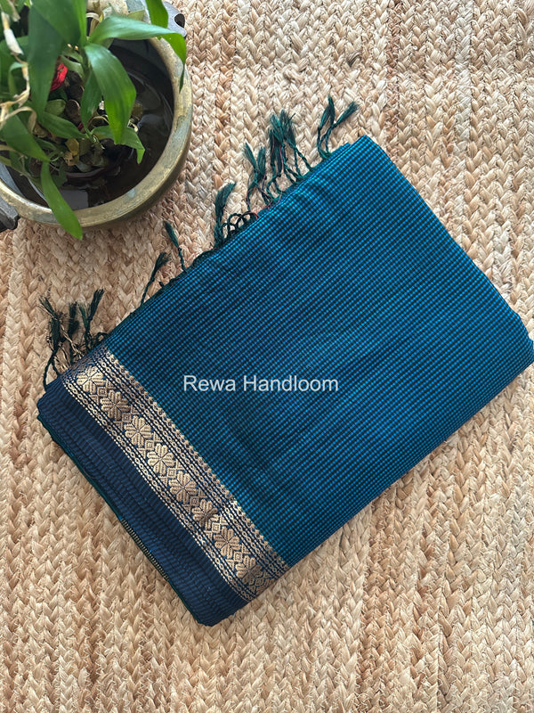 Maheshwari Blue Garbha Reshami Silk Saree GS329