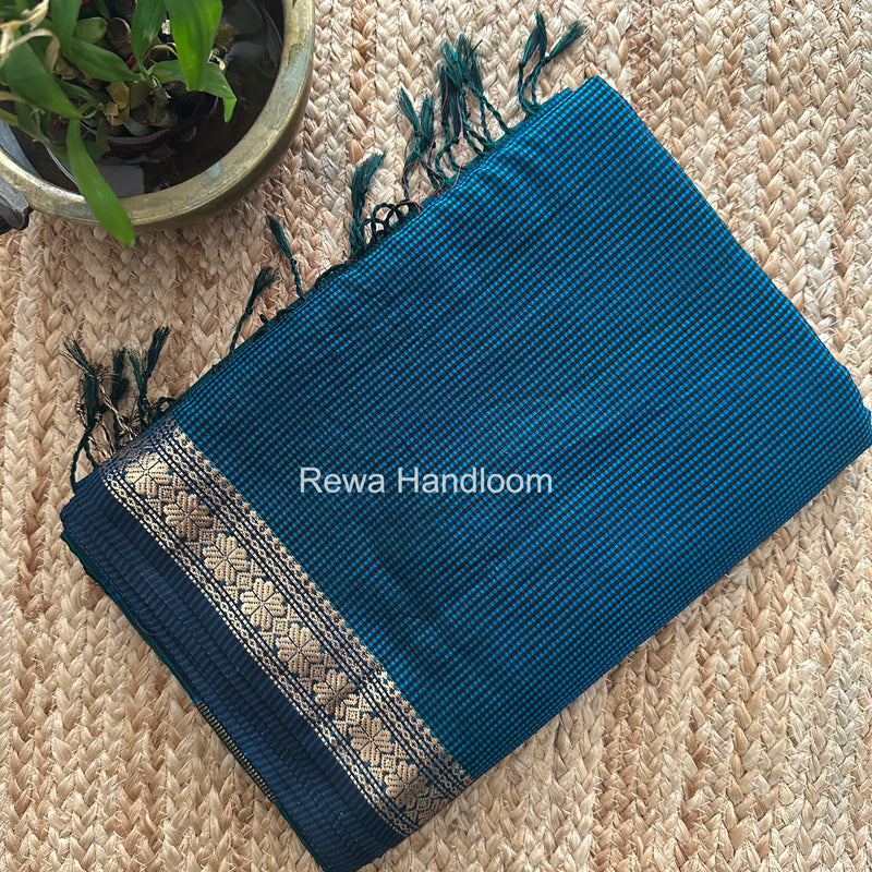 Maheshwari Blue Garbha Reshami Silk Saree GS329