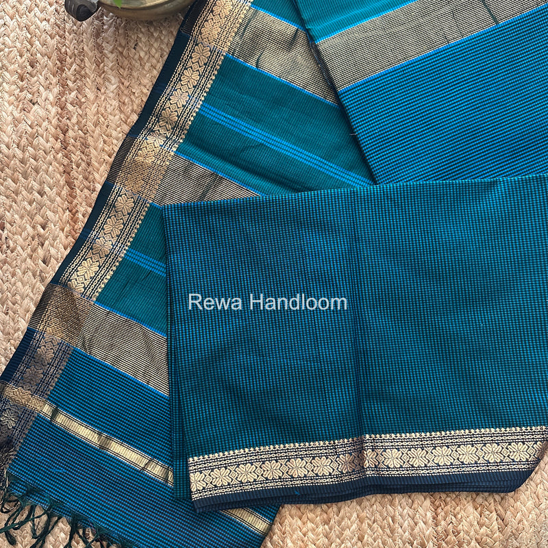 Maheshwari Blue Garbha Reshami Silk Saree GS329