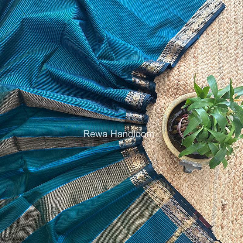 Maheshwari Blue Garbha Reshami Silk Saree GS329
