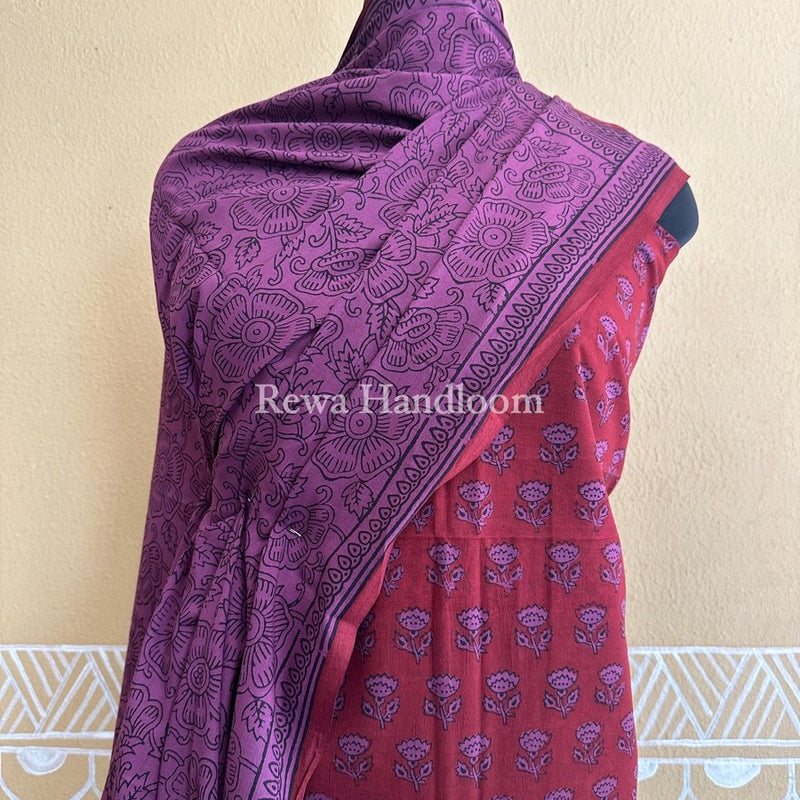 Maroon-Magenta Bagh Print Cotton Suit BCS0026