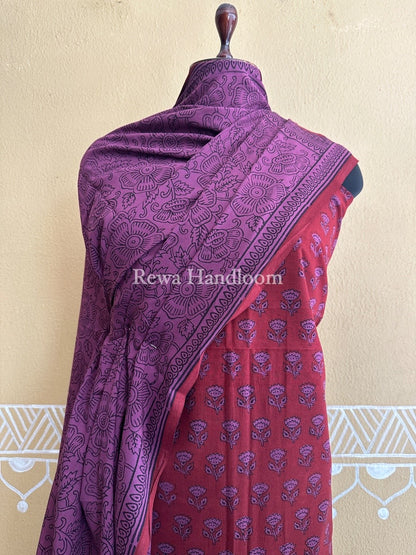 Maroon-Magenta Bagh Print Cotton Suit BCS0026
