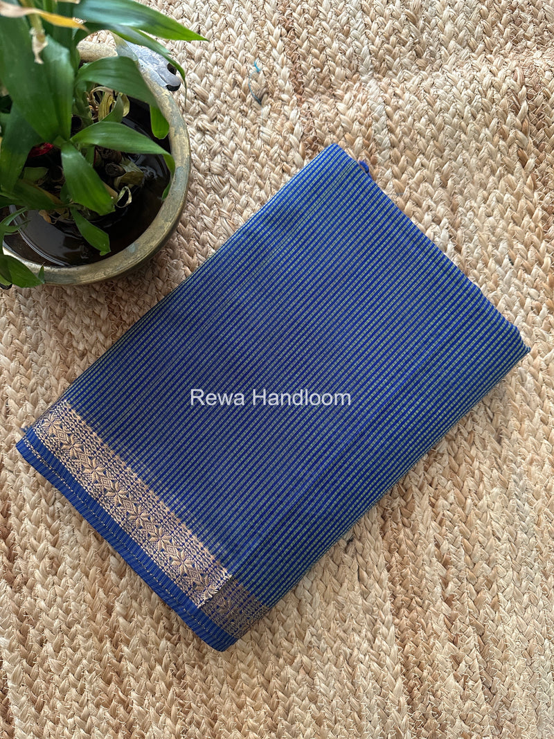 Maheshwari Blue Garbha Reshami Silk Saree GS326
