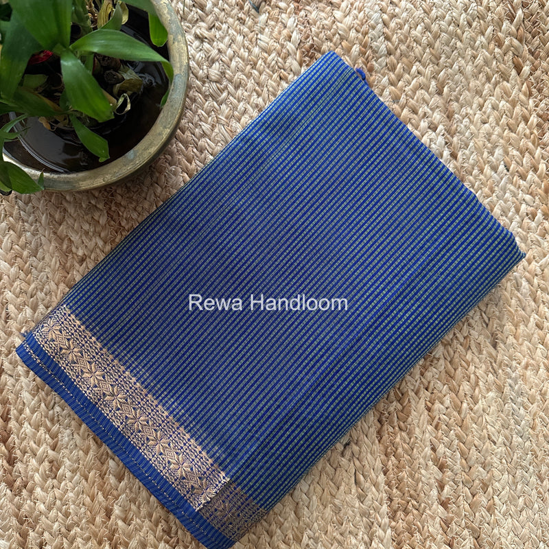Maheshwari Blue Garbha Reshami Silk Saree GS326