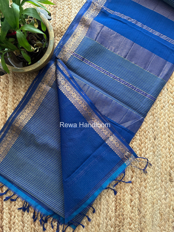 Maheshwari Blue Garbha Reshami Silk Saree GS326