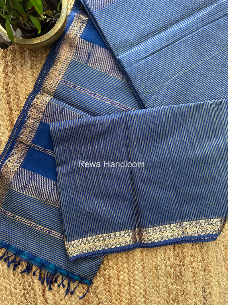 Maheshwari Blue Garbha Reshami Silk Saree GS326