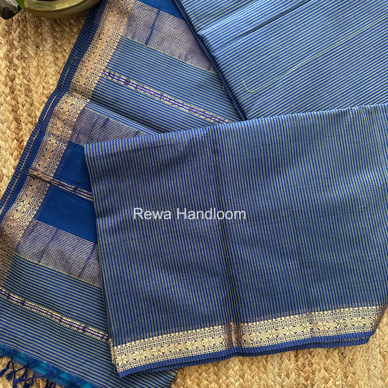 Maheshwari Blue Garbha Reshami Silk Saree GS326