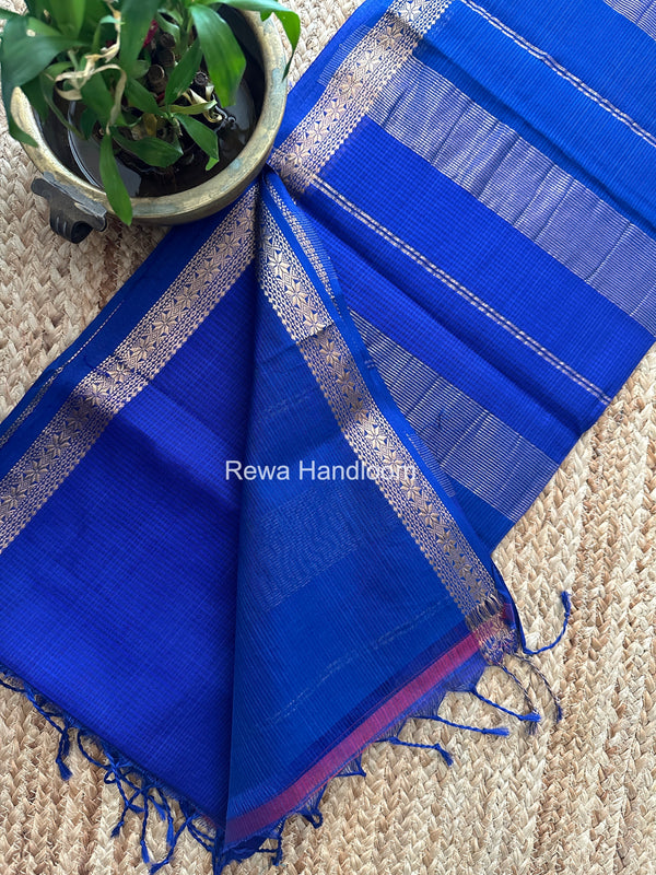 Maheshwari Blue Garbha Reshami Silk Saree GS324