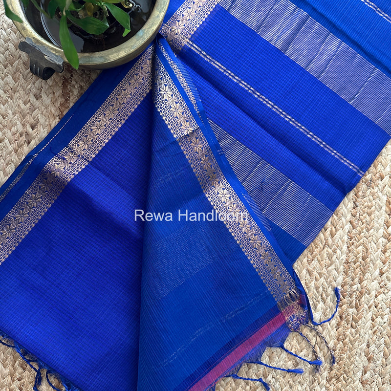 Maheshwari Blue Garbha Reshami Silk Saree GS324