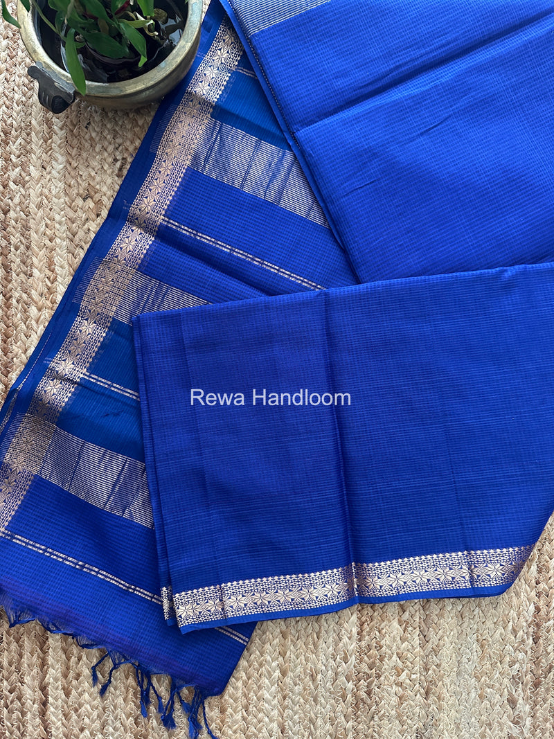 Maheshwari Blue Garbha Reshami Silk Saree GS324
