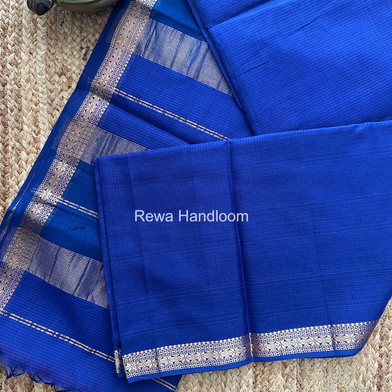 Maheshwari Blue Garbha Reshami Silk Saree GS324